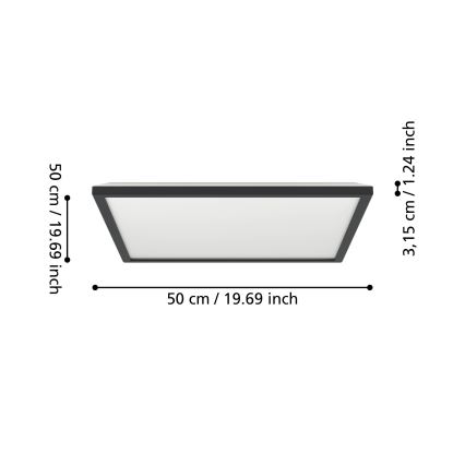 Eglo - LED-Deckenleuchte für den Outdoor-Bereich LED/17W/230V 2700/4000/6500K 50x50 cm IP44 schwarz