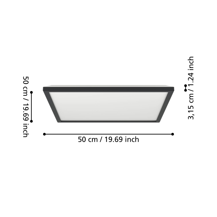 Eglo - LED-Deckenleuchte für den Outdoor-Bereich LED/17W/230V 2700/4000/6500K 50x50 cm IP44 schwarz