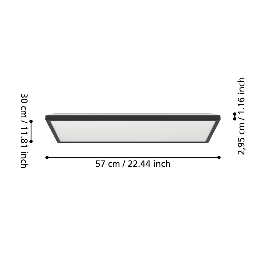 Eglo - LED-Deckenleuchte für den Outdoor-Bereich LED/17,2W/230V 2700/4000/6500K 30x57 cm IP44 schwarz