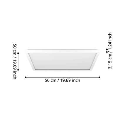 Eglo - LED-Deckenleuchte für den Outdoor-Bereich LED/17W/230V 2700/4000/6500K 50x50 cm IP44 weiß