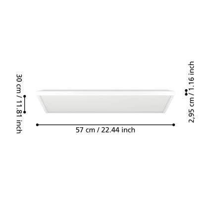 Eglo - LED Badezimmer-Deckenleuchte LED/17,2W/230V 2700/4000/6500K 30x57 cm IP44 Weiß