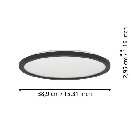 Eglo - Dimmbare LED-Outdoor-Deckenleuchte LED/18,5W/230V 2700-6500K d 38,9 cm IP44 schwarz + Fernbedienung