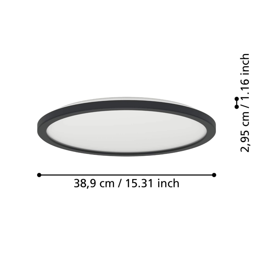 Eglo - Dimmbare LED-Outdoor-Deckenleuchte LED/18,5W/230V 2700-6500K d 38,9 cm IP44 schwarz + Fernbedienung