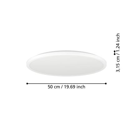 Eglo - Dimmbare LED-Outdoor-Deckenleuchte LED/16,8W/230V 2700-6500K d 50 cm IP44 weiß + Fernbedienung
