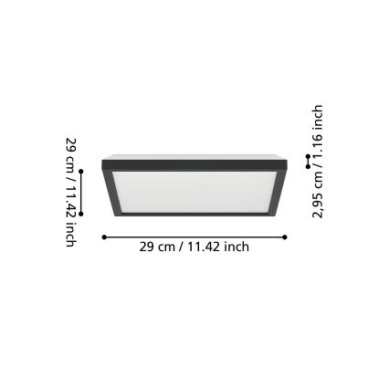 Eglo - Dimmbare LED-RGBW-Outdoor-Deckenleuchte LED/13,4W/230V 2700-6500K 29x29 cm IP44 schwarz