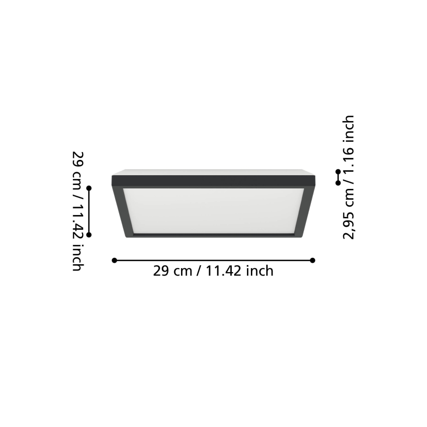 Eglo - Dimmbare LED-RGBW-Outdoor-Deckenleuchte LED/13,4W/230V 2700-6500K 29x29 cm IP44 schwarz