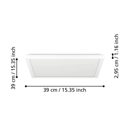 Eglo - Dimmbare LED-RGBW-Deckenleuchte für Badezimmer LED/17,6W/230V 2700-6500K 39x39 cm IP44 weiß ZigBee