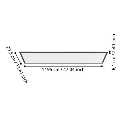 Eglo - LED Aufbaupanel LED/33W/230V 2700/4000/6500K 120x30 cm schwarz