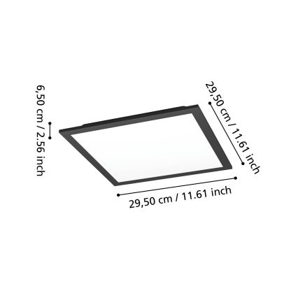 Eglo - LED RGBW dimmbare Deckenleuchte LED/14W/230V 2700-6500K 30x30 cm schwarz