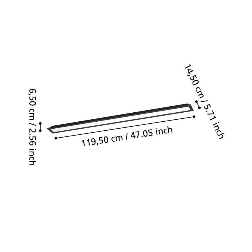 Eglo - LED RGBW dimmbares Aufputz-Panel LED/28W/230V 2700-6500K 120x15 cm schwarz