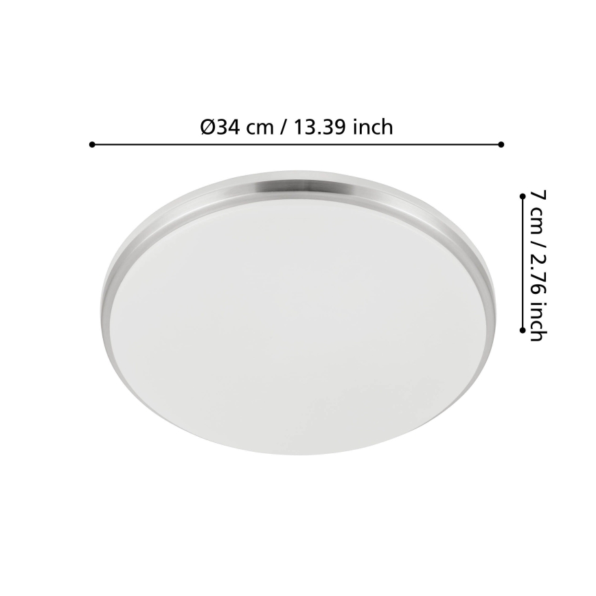 Eglo - LED Badezimmer-Deckenleuchte LED/18W/230V 3000/4000/6500K Ø 34 cm IP54 mattchrom