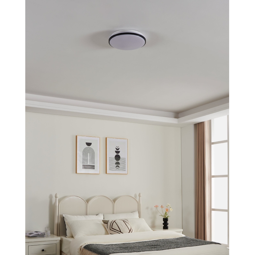 Eglo - LED-Badezimmer-Deckenleuchte, 18 W, 230 V, 3000/4000/6500 K, Ø 34 cm, IP54, schwarz