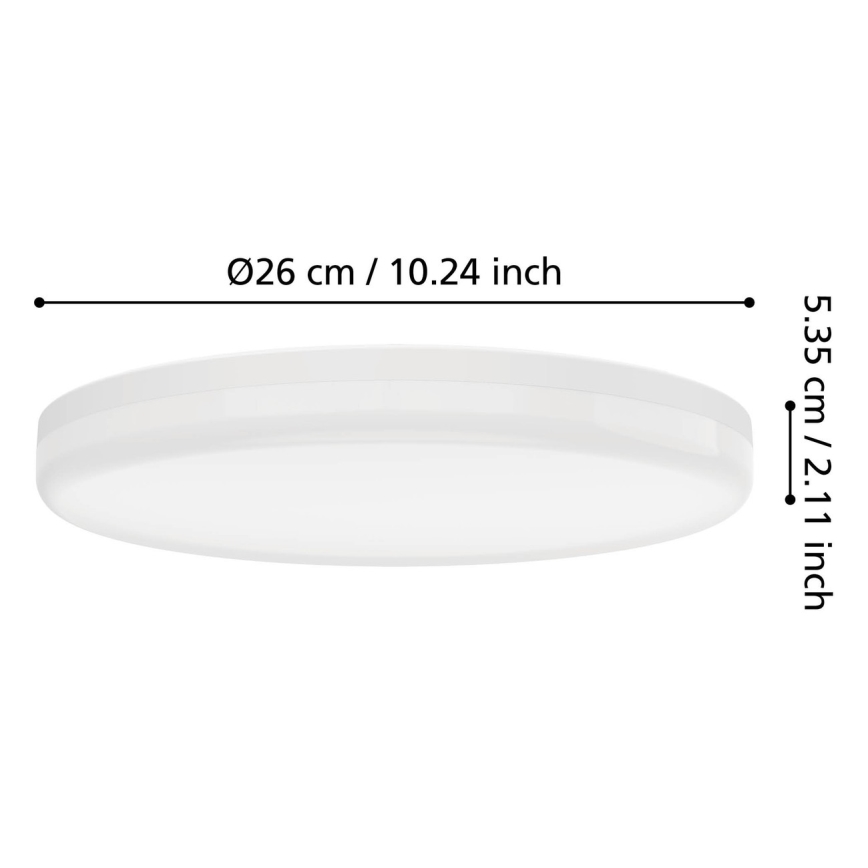 Eglo - LED Badezimmer-Deckenleuchte LED/16,5 W/230 V 2700/4000/6500 K Ø 26 cm IP54 weiß