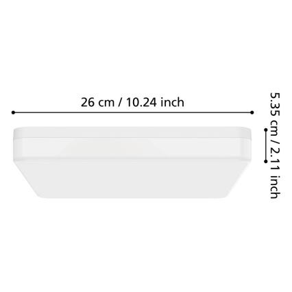 Eglo - LED Badezimmer-Deckenleuchte LED/16,5W/230V 2700/4000/6500K 26x26 cm IP54 weiß