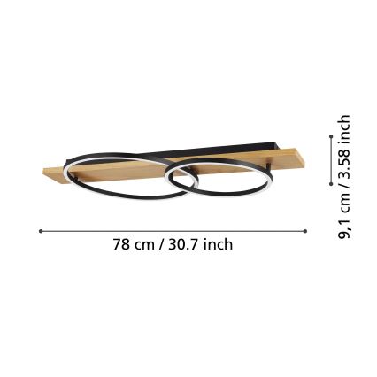 Eglo - LED-Deckenleuchte 2xLED/12W/230V 3000K beige/schwarz