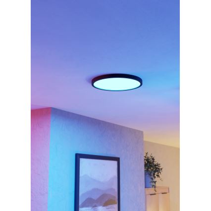 Eglo - LED RGBW dimmbare Badezimmer-Deckenleuchte LED/17,5W/230V 2700-6500K Ø 39,9 cm IP44 schwarz