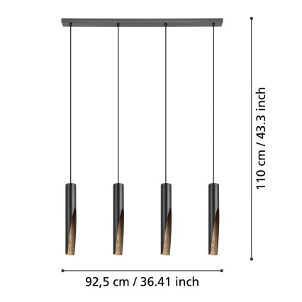 Eglo - LED-Hängeleuchte 4xGU10/4,5W/230V 3000K schwarz/braun