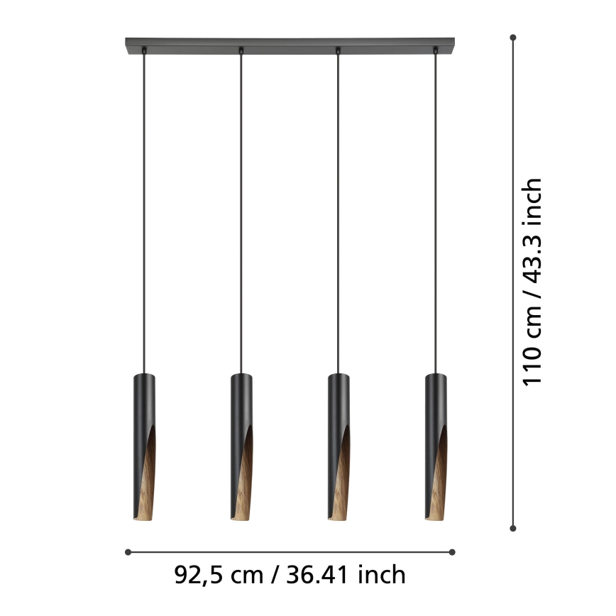Eglo - LED-Hängeleuchte 4xGU10/4,5W/230V 3000K schwarz/braun