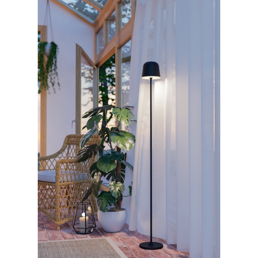 Eglo - Dimm- und aufladbare LED-Outdoor-Stehleuchte LED/4,3W/5V 2400/3000/4000K IP54 schwarz