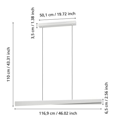 Eglo - LED RGBW dimmbare Pendelleuchte mit Seilaufhängung LED/19W/230V 2700-6500K grau