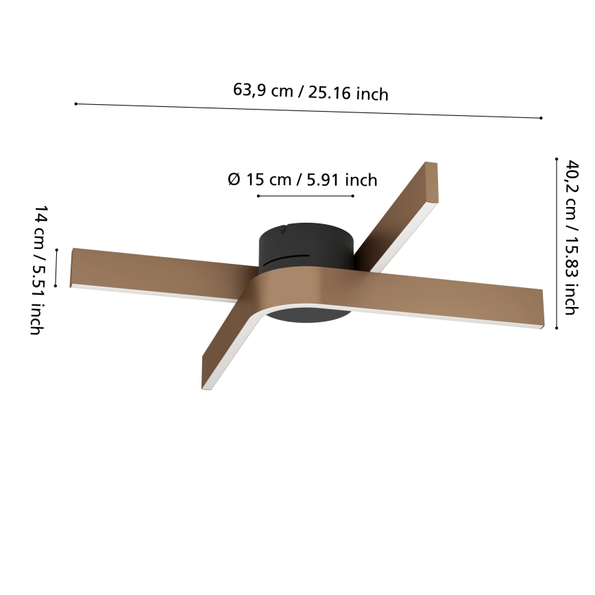 Eglo - LED RGBW dimmbare Deckenleuchte 2xLED/18W/230V 2700-6500K kupfer/schwarz