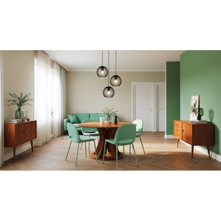 Eglo - Pendelleuchte mit Seilaufhängung 3xE27/60W/230V schwarz