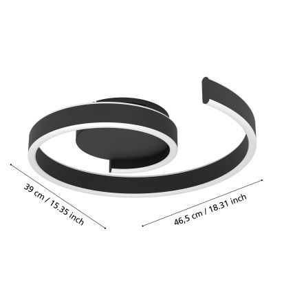 Eglo - LED RGBW dimmbare Deckenleuchte LED/37W/230V 3000-6500K schwarz