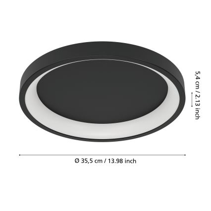 Eglo - LED RGBW dimmbare Deckenleuchte LED/19,6W/230V 2700-6500K Ø 35 cm schwarz