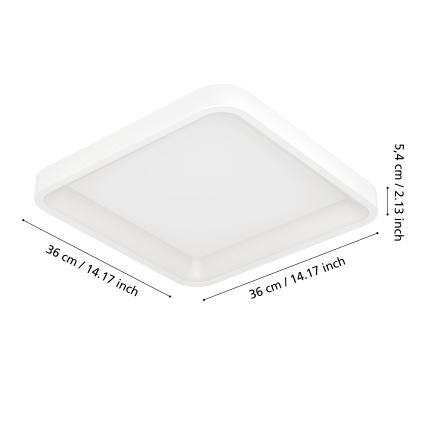 Eglo - LED RGBW dimmbare Deckenleuchte LED/20W/230V 2700-6500K 35x35 cm weiß