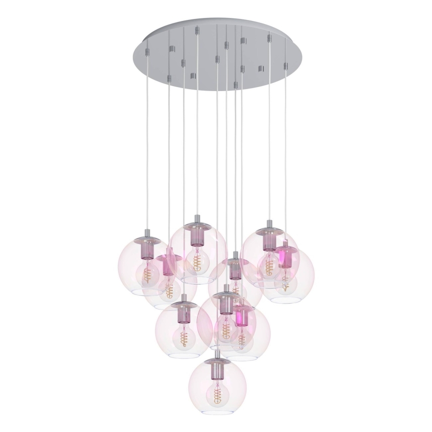 Eglo - Hängeleuchte mit Kabel 10xE27/60W/230V glänzender Chrom/klares Glas