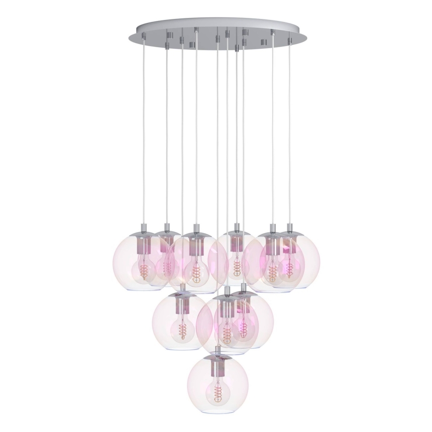 Eglo - Hängeleuchte mit Kabel 10xE27/60W/230V glänzender Chrom/klares Glas