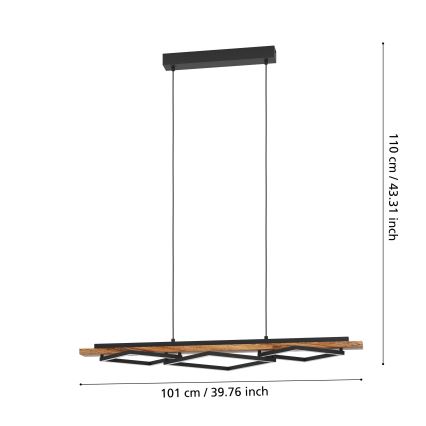 Eglo - LED-dimmbare Pendelleuchte mit Kabel 2xLED/13W/230V + LED/16W schwarz/braun