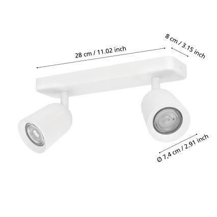 Eglo - Spotleuchte 2xGU10/10W/230V weiß