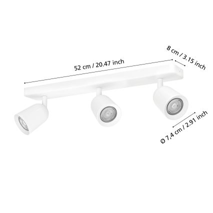 Eglo - Spotleuchte 3x GU10/10W/230V, weiß