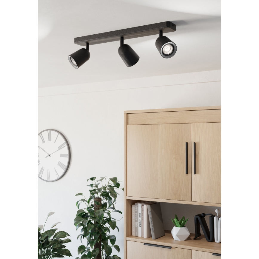 Eglo - 3-flammiger Deckenstrahler, GU10 (3×10 W), 230 V, schwarz