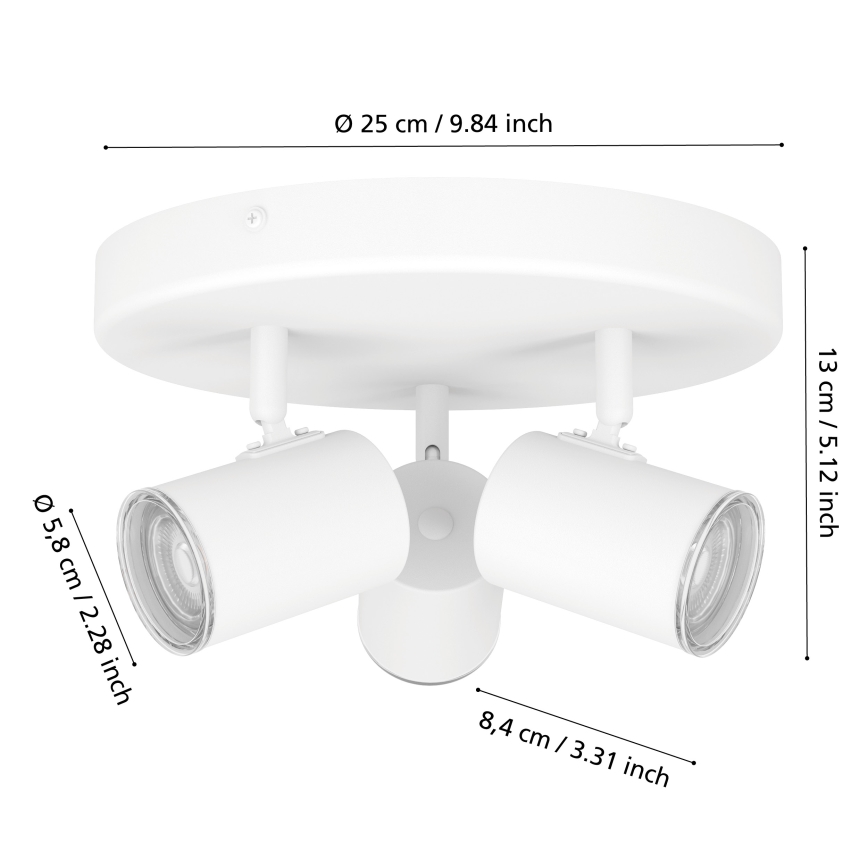 Eglo - Badezimmer-Spotleuchte 3xGU10/5W/230V Ø 25 cm IP44 weiß