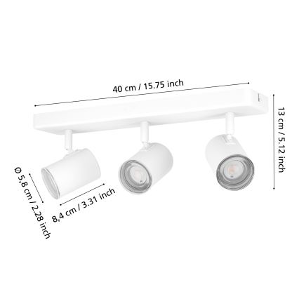 Eglo - Badezimmer-Spotleuchte 3xGU10/5W/230V IP44 weiß
