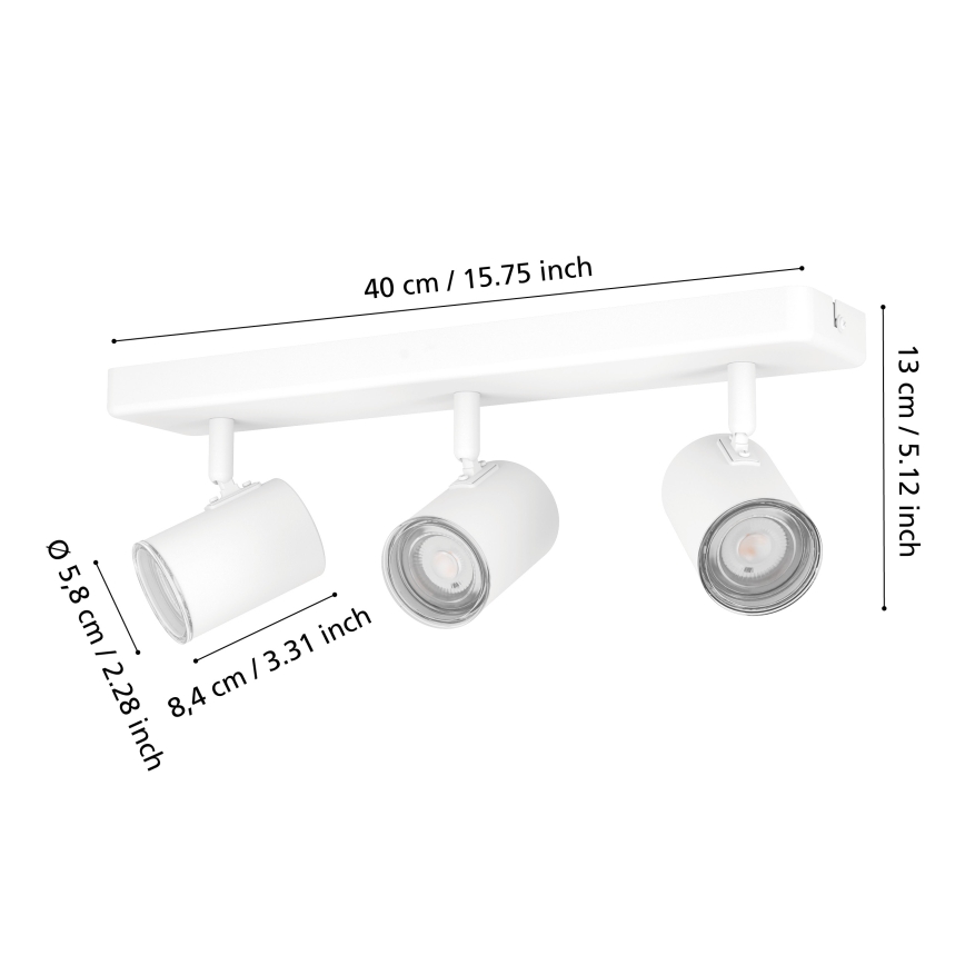 Eglo - Badezimmer-Spotleuchte 3xGU10/5W/230V IP44 weiß