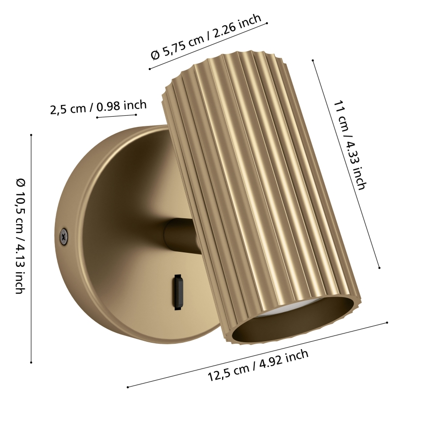 Eglo - Wandspot 1xGU10/5W/230V goldfarben