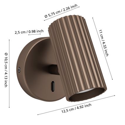 Eglo - Wandspot 1xGU10/5W/230V braun