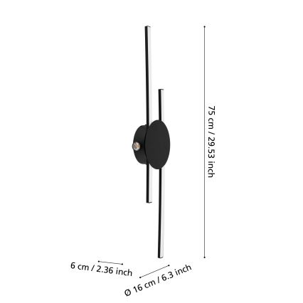 Eglo - LED Wandleuchte LED/20W/230V + LED/0,91W schwarz
