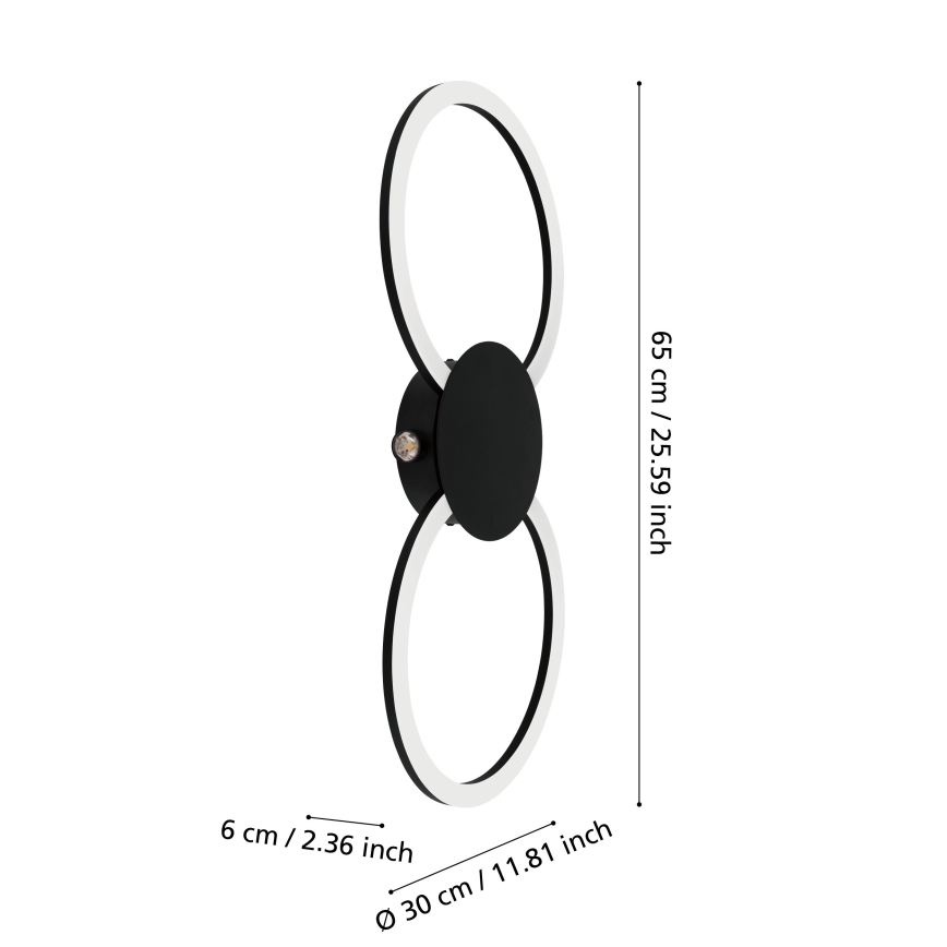 Eglo - LED-Wandleuchte LED/20W/230V + LED/0,91W schwarz