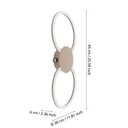 Eglo - LED-Wandleuchte LED/20W/230V + LED/0,91W beige