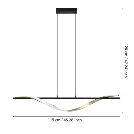 Eglo - LED-Pendelleuchte an Kabel LED/20W/230V 2700/4000/6500K schwarz/gold