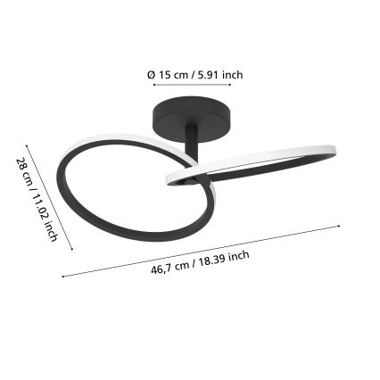 Eglo - LED-Deckenleuchte LED/12W/230V 2700/4000/6500K schwarz