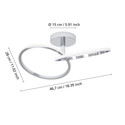 Eglo - LED-Deckenleuchte LED/12W/230V 2700/4000/6500K glänzender Chrom