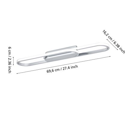 Eglo - LED-Deckenleuchte LED/20W/230V 2700/4000/6500K glänzender Chrom