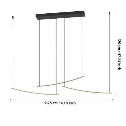 Eglo  - LED-dimmbare Pendelleuchte an Stahlseil LED/22W/230V 2700/4000/6500K goldfarben