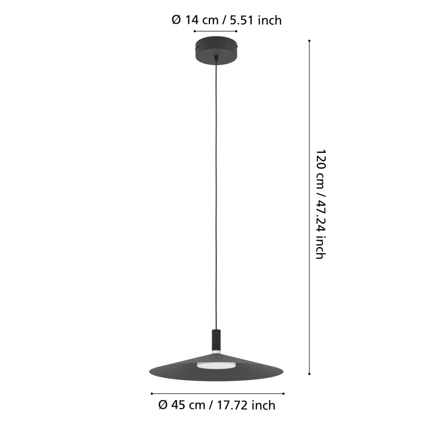 Eglo - LED RGBW dimmbare Pendelleuchte mit Kabelaufhängung LED/15,5W/230V 2700-6500K schwarz