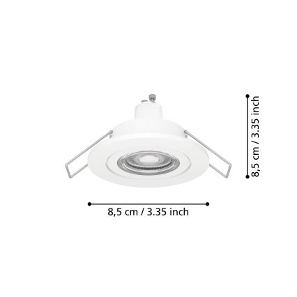 Eglo - LED Einbaustrahler für Badezimmer 1xGU10/4,5W/230V IP44 weiß